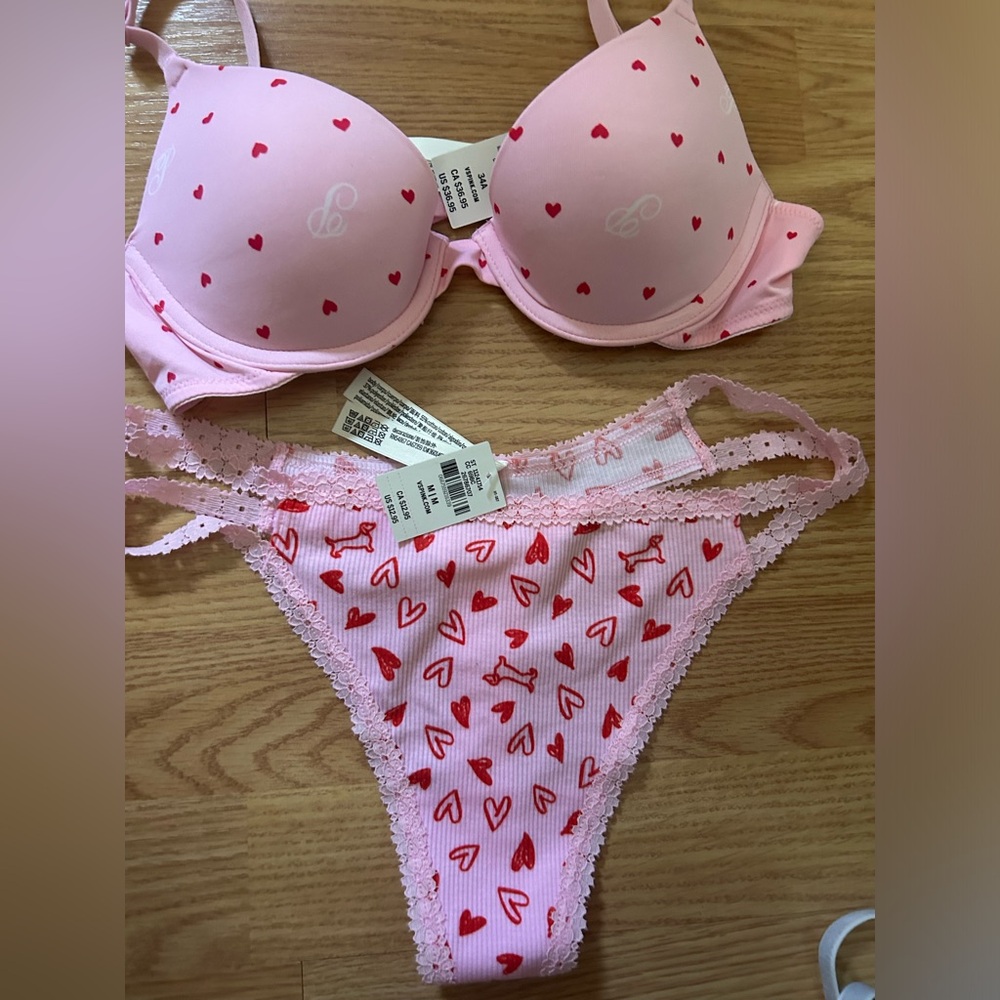 Pink Push up bra and a  Pink Thong